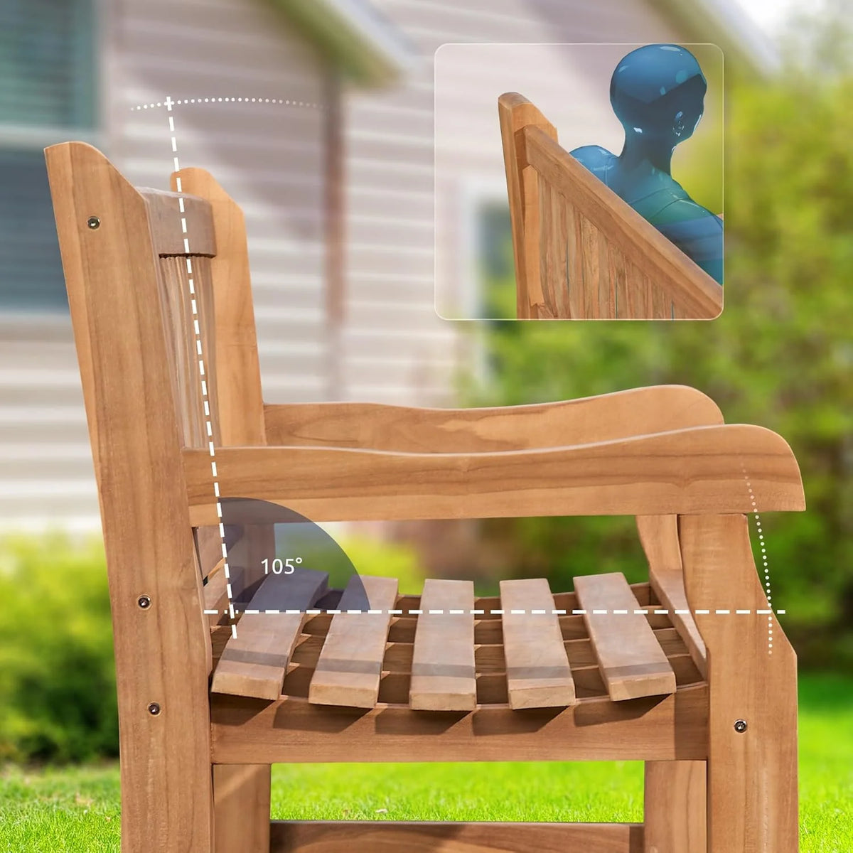 CLP Teakbank Jackson V2 I Wetterfeste Holzbank mit Rückenlehne I Stabile Gartenbank aus massivem Teakholz. Farbe:Teak. Größe:220 cm