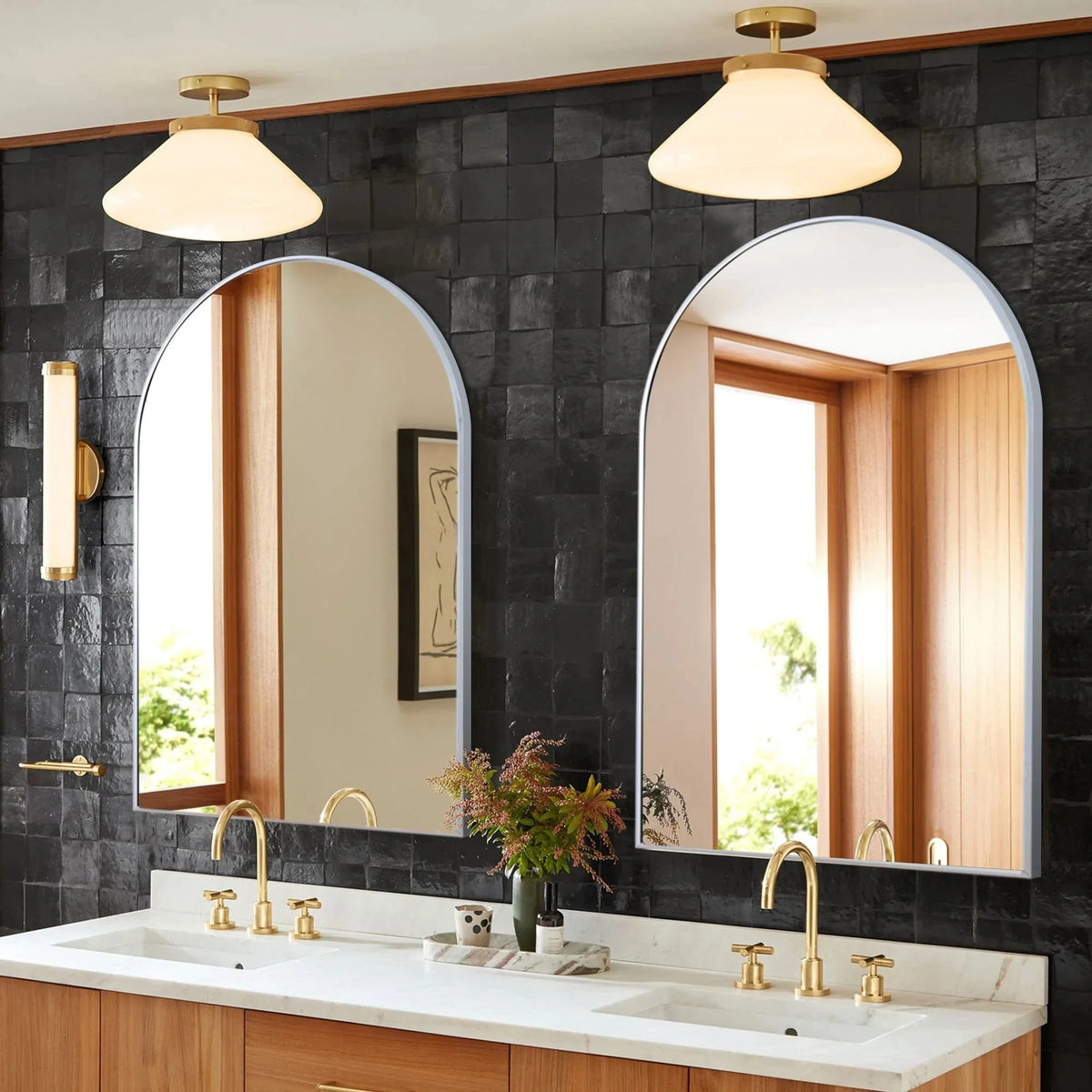 2 Pack 36x24 Inch Arched Bathroom Vanity Mirrors. Wall Mounted Decorative Mirrors for Bathroom and Bedroom