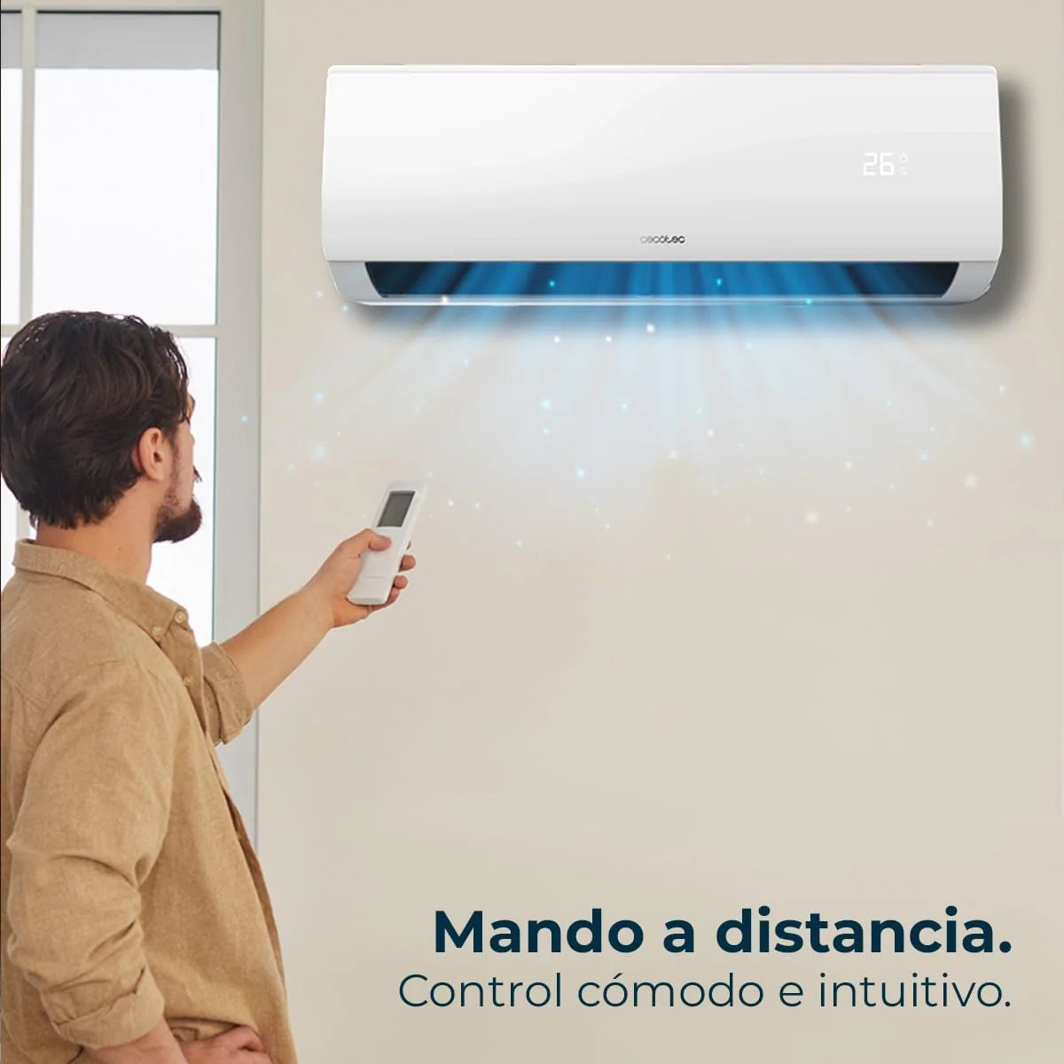 Cecotec Aire Acondicionado Split AirClima 9000 Smartfresh. 9000 BTU. Motor DC. Bomba de Calor. Mando a distancia. Pantalla LED. Sistema Inverter. 5