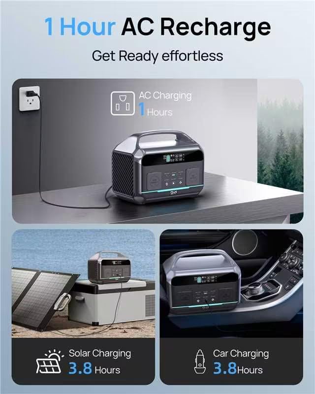 Portable Power Station 56000mAh. 179.2Wh LiFePO4 Battery Backup w/ 2 300W (Peak 600W) AC Outlets. 1.5hrs Fast Charging. Power Bank for Hurricane Emergency/Outdoor Camping/RVs/Home Use