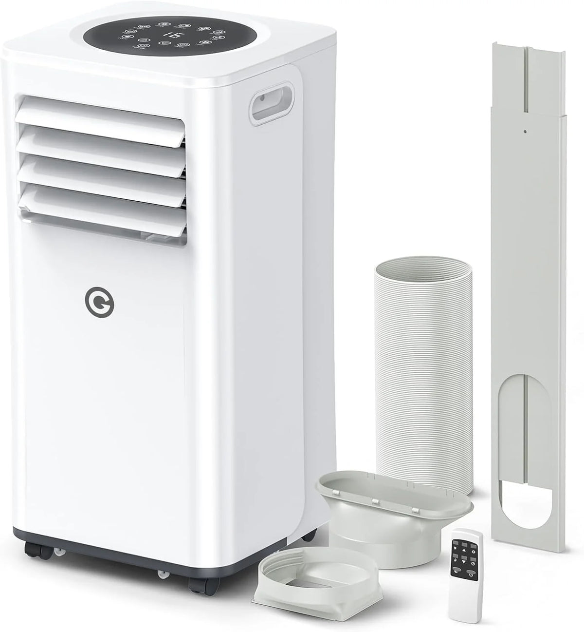 9000 BTU Aire Acondicionado Portátil. 4 en 1: Refrigeración. Ventilador. Deshumidificador y Modo Sueño. Silencioso. con Mando. Temporizador 24h y Kit