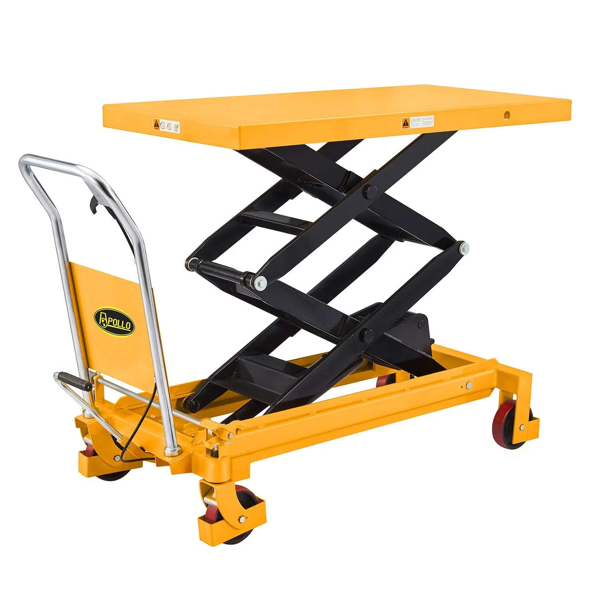 Hydraulic Lift Table Cart – 770 lbs Capacity. 51 Max Height. Double Scissor Lift with Safety Guard & 4 Wheels