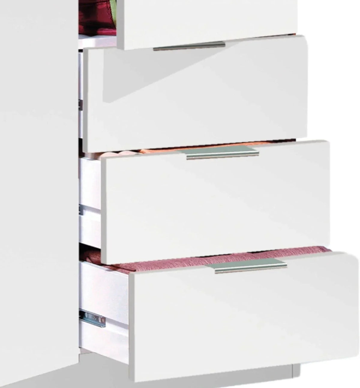 Habitdesign Three Door and Three Drawer Wardrobe Closet. Artic White Finish. Measurements: 121 cm (W) x 180 cm (H) x 52 cm (D)