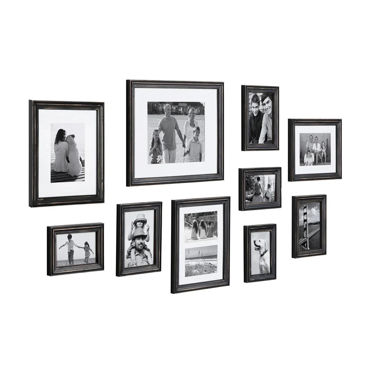 10-Piece Wood Gallery Wall Picture Frame Set. Decorative Photo Display Frames for Living Room. Bedroom and Home Decor