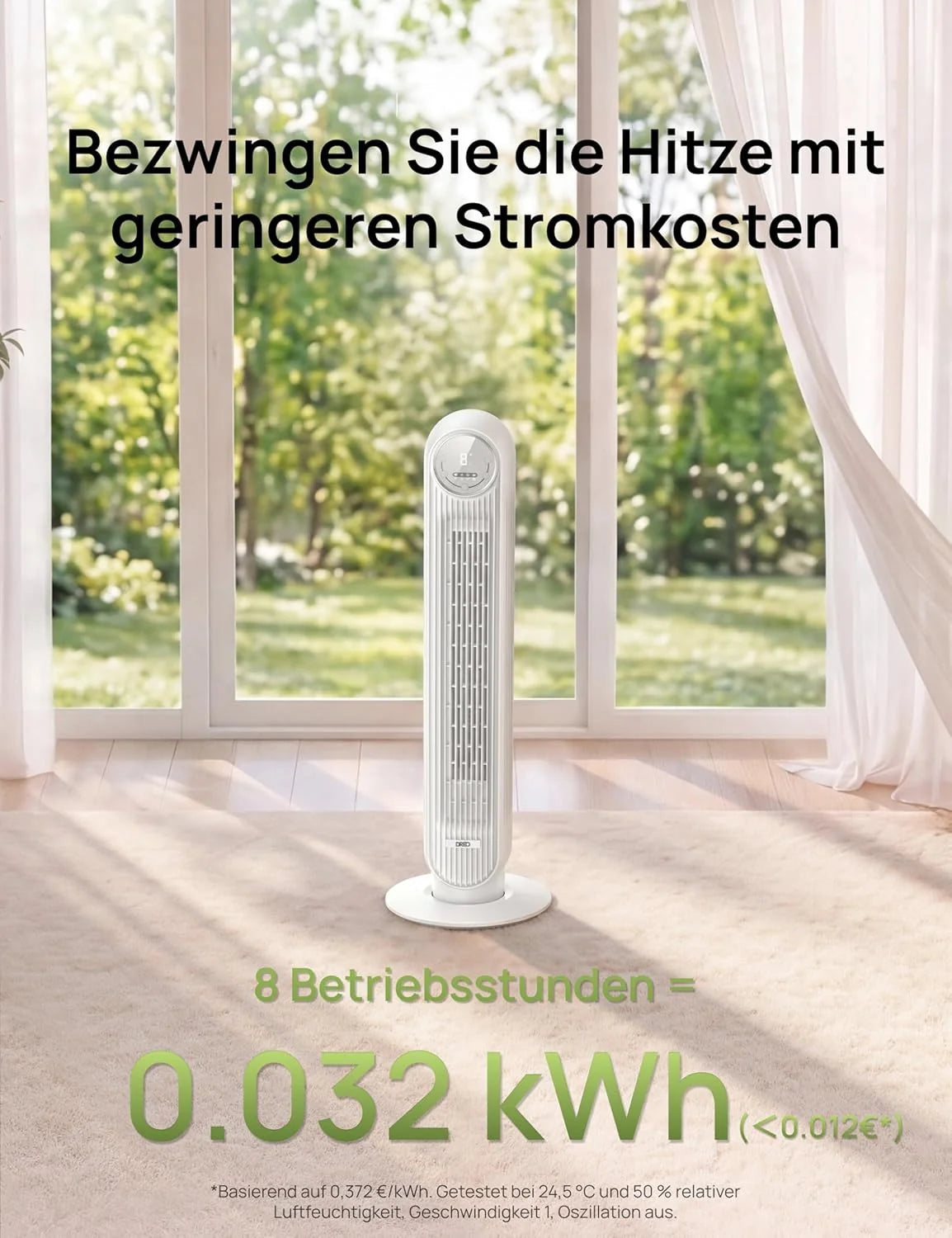 Dreo Smart 20dB Leiser Turmventilator. 10 m Wurfweite 4 Geschwindigstufen 4 Modi 8 Std. Timer 90° oszillierende Ventilator mit Kühlung WLAN &