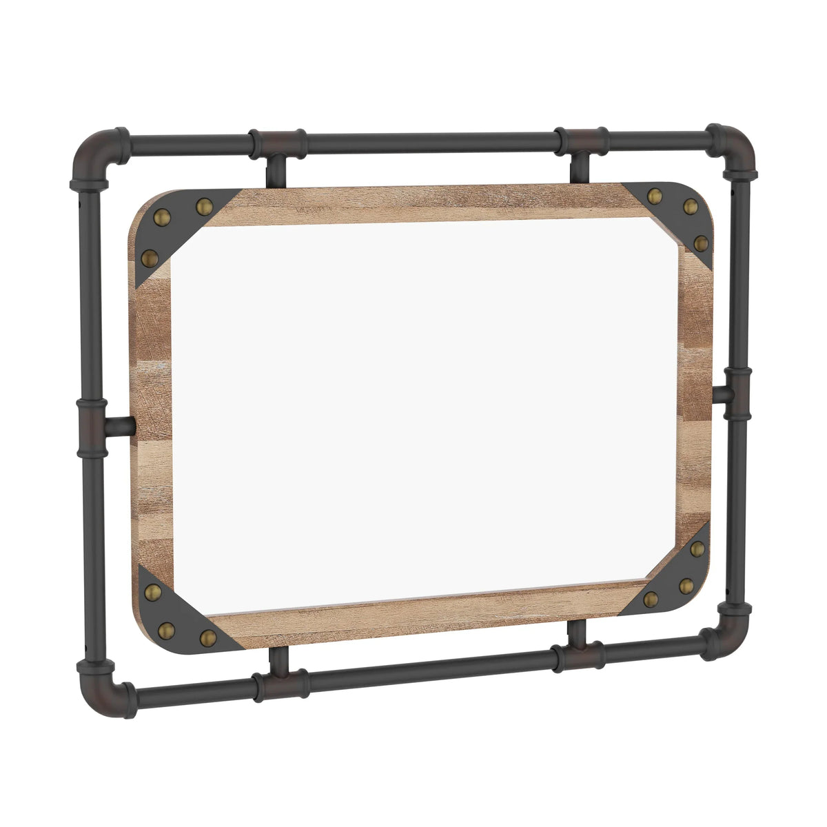 31 Inch Industrial Metal Floating Wall Mirror. Modern Decorative Wall Mirror