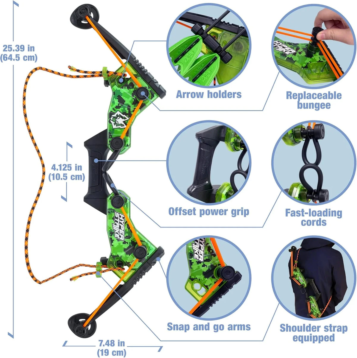 2. Master Controller Bow. 20 Zynix Whistle Arrows. 2 Parachute Replacement Parts. 2 Shoulder Straps and 4 Arrow Bags - Long-distance Outdoor Equipment
