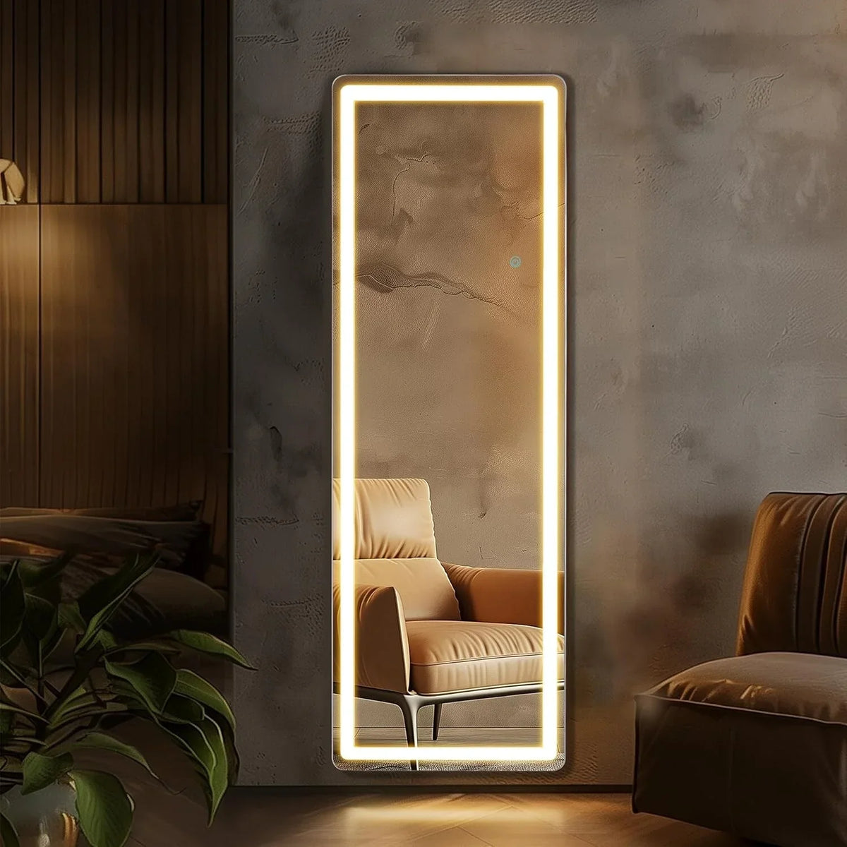 64 x 21 Inch Full Length LED Floor Mirror with Stand. Full Body Wall Mounted Mirror