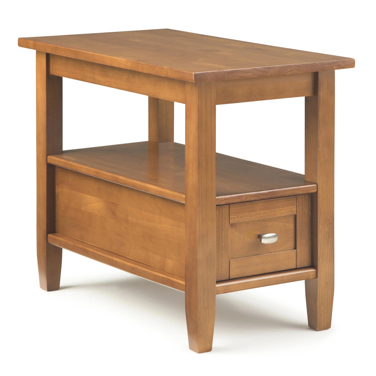 14 Wide Solid Wood Narrow Side Table. Rectangle Transitional Style Accent Table