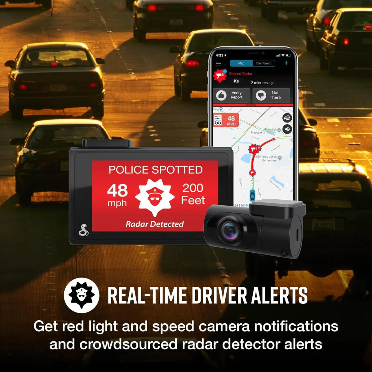 Intelligent driving recorder kit with rear camera + Kober 2.5A micro USB hard wire kit