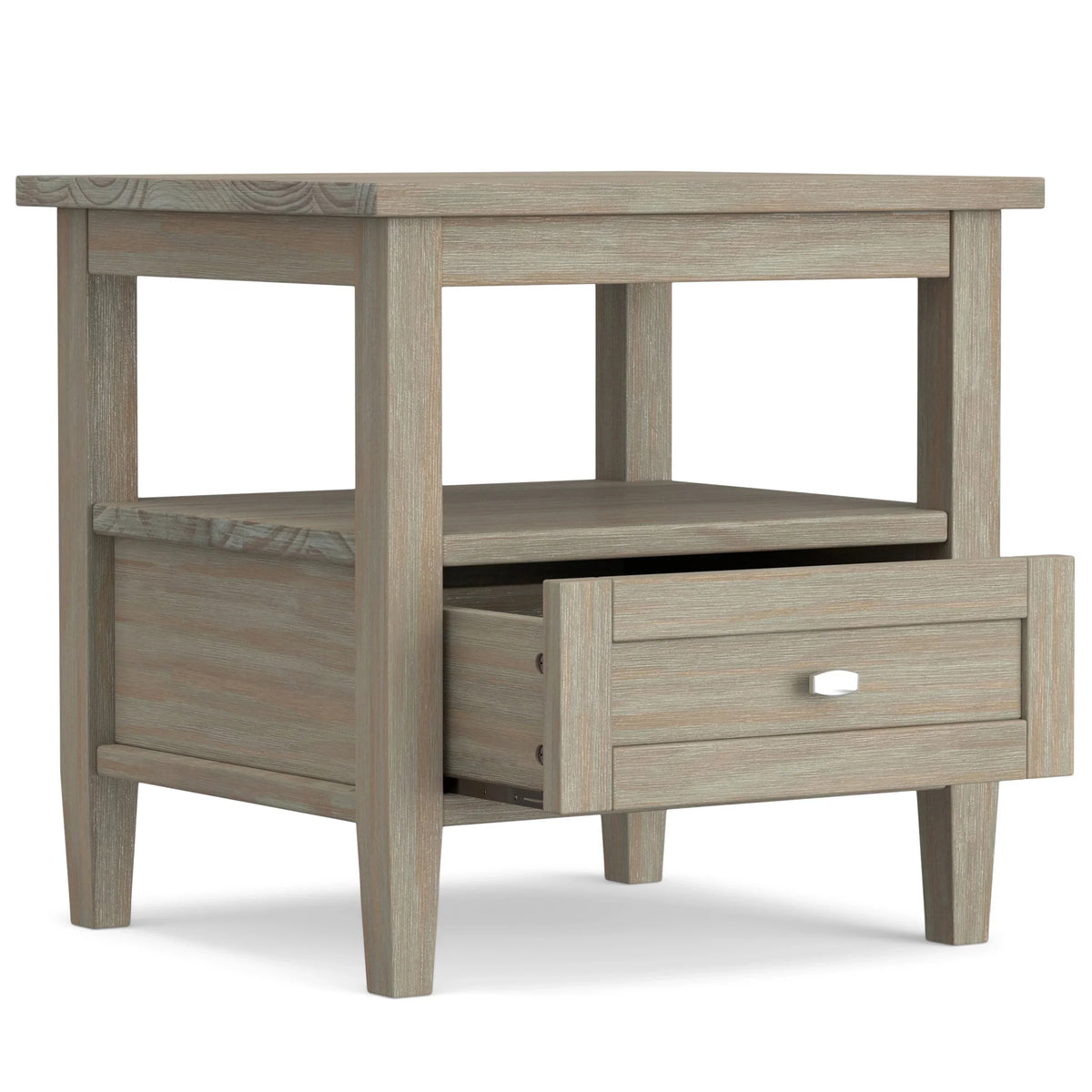 20 Inch Wide Solid Wood Rectangle End Table. Transitional Side Table