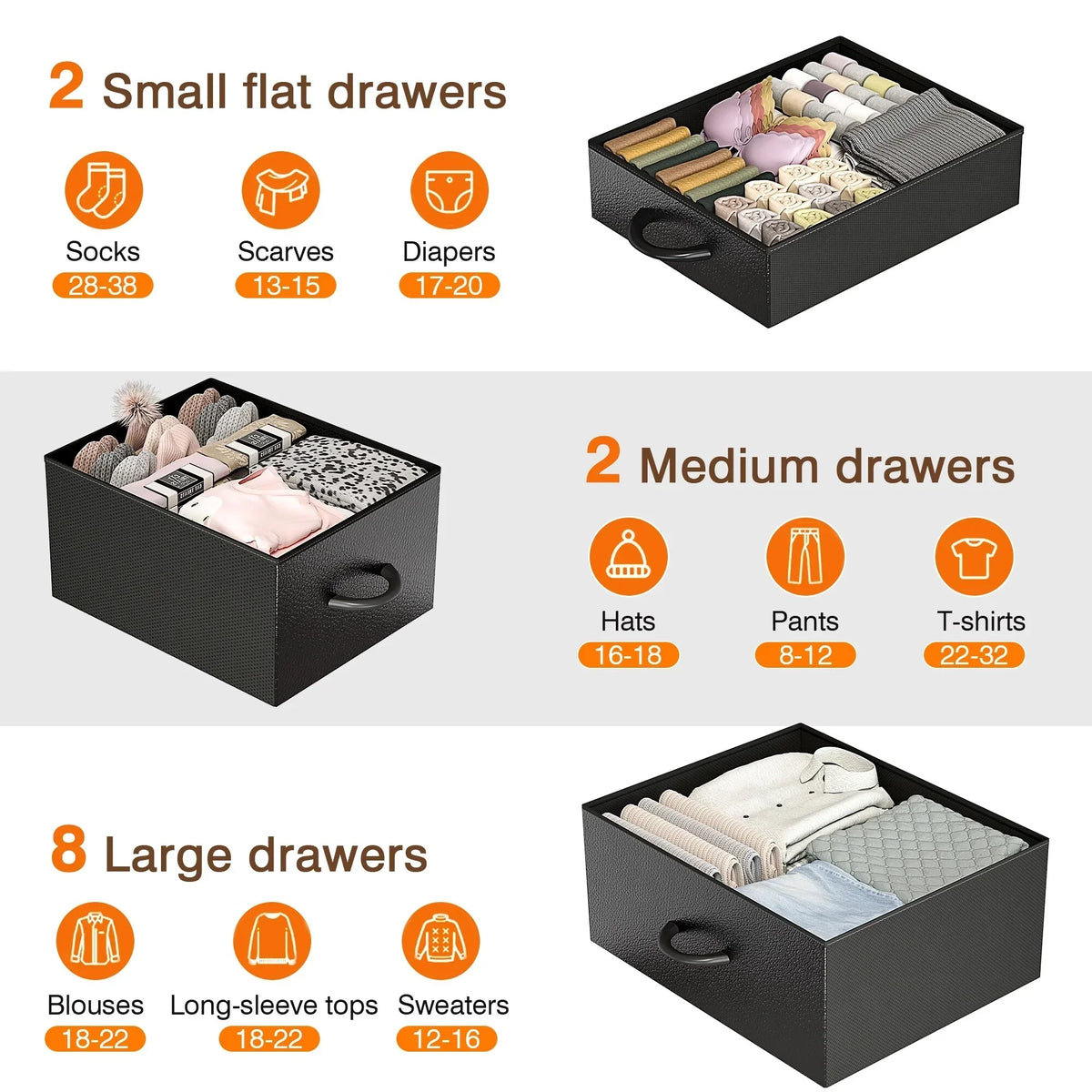 12 Drawer Fabric Dresser. Tall Bedroom Chest of Drawers with Storage