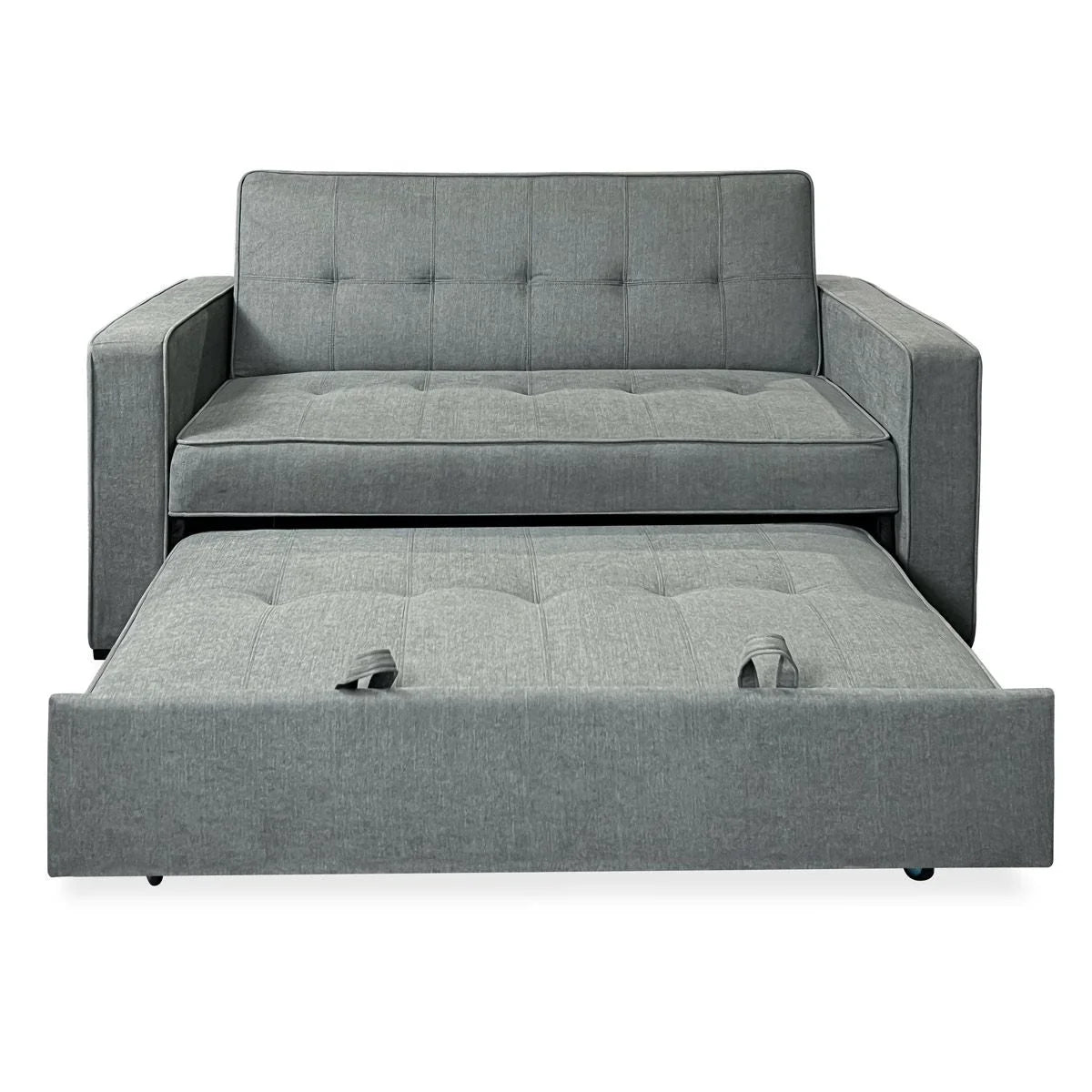 Sofá Cama De 2 Plazas Modelo Vienna Con Reposabrazos. Gris. Diseño Moderno. Práctico Y Funcional