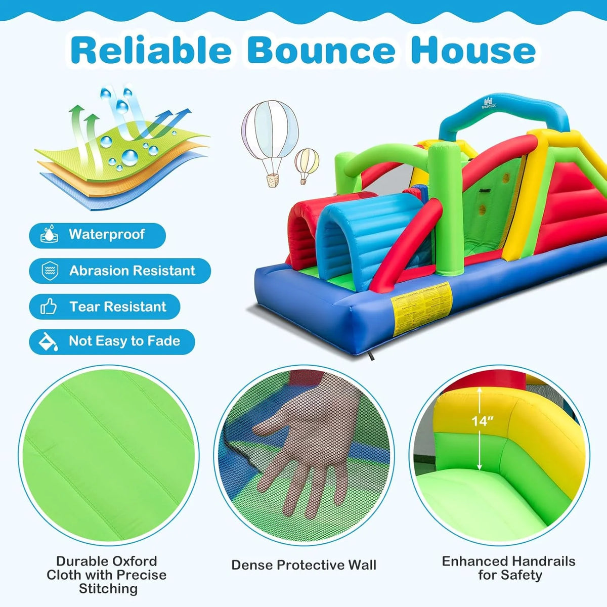 Inflatable Obstacle Course Bounce House. Kids Huge Sectional Bouncy Castle with Dual Slides. Tunnels. Bounce Area. Climbing. Obstacles. Playhouse for Kids Indoor Outdoor Birthday Party Gift