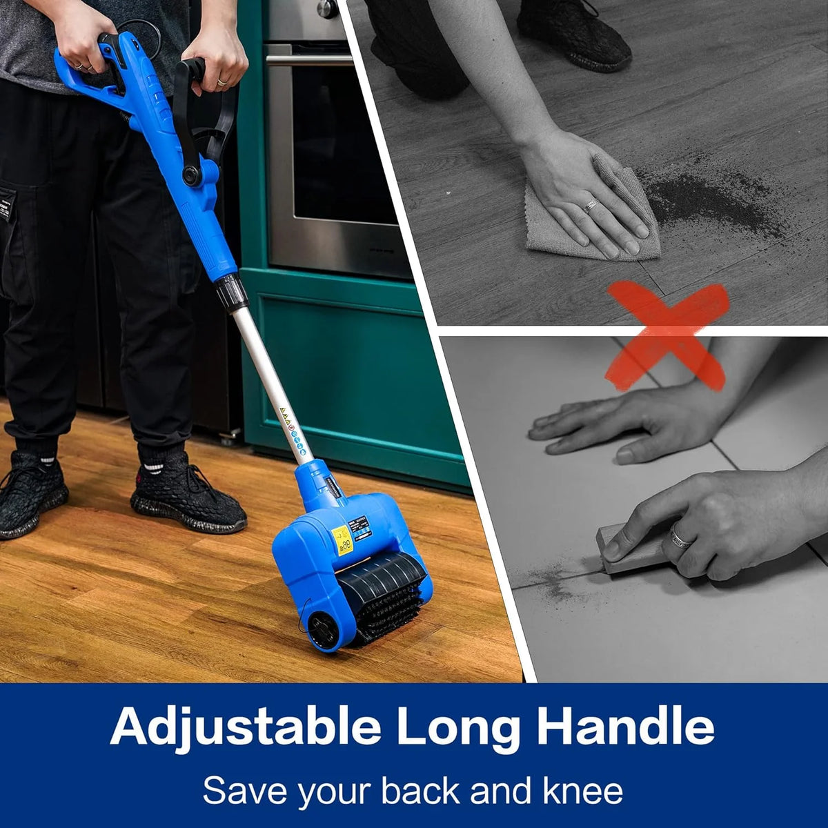 Grout Cleaner Machine with Grout Brush.Heavy Duty with Wire Surface Brush.Standy Safety Grout Scrubber.Moss.Weed Between Floor Tiles.Patio.Board.Bricks. (Outdoor Bundle)
