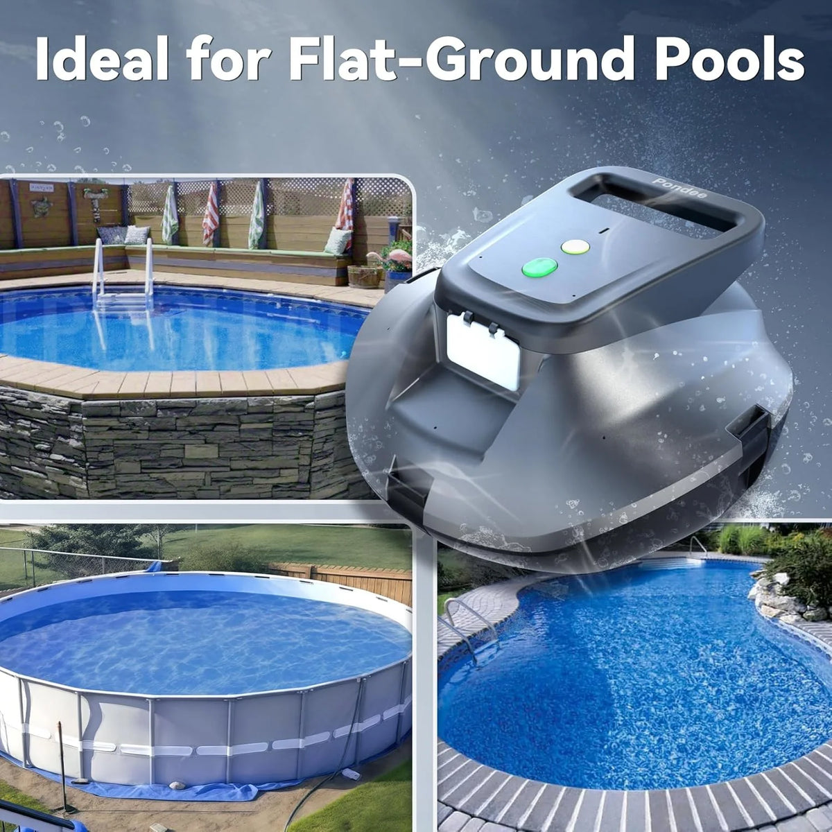 X1 Robotic Pool Vacuum. Cordless Pool Cleaner with 120 Mins Runtime. Auto-Parking. 2.5h Fast Charging. Ideal for Above Ground Pool and Flat-Bottom Inground Pools up to 850 sq.ft