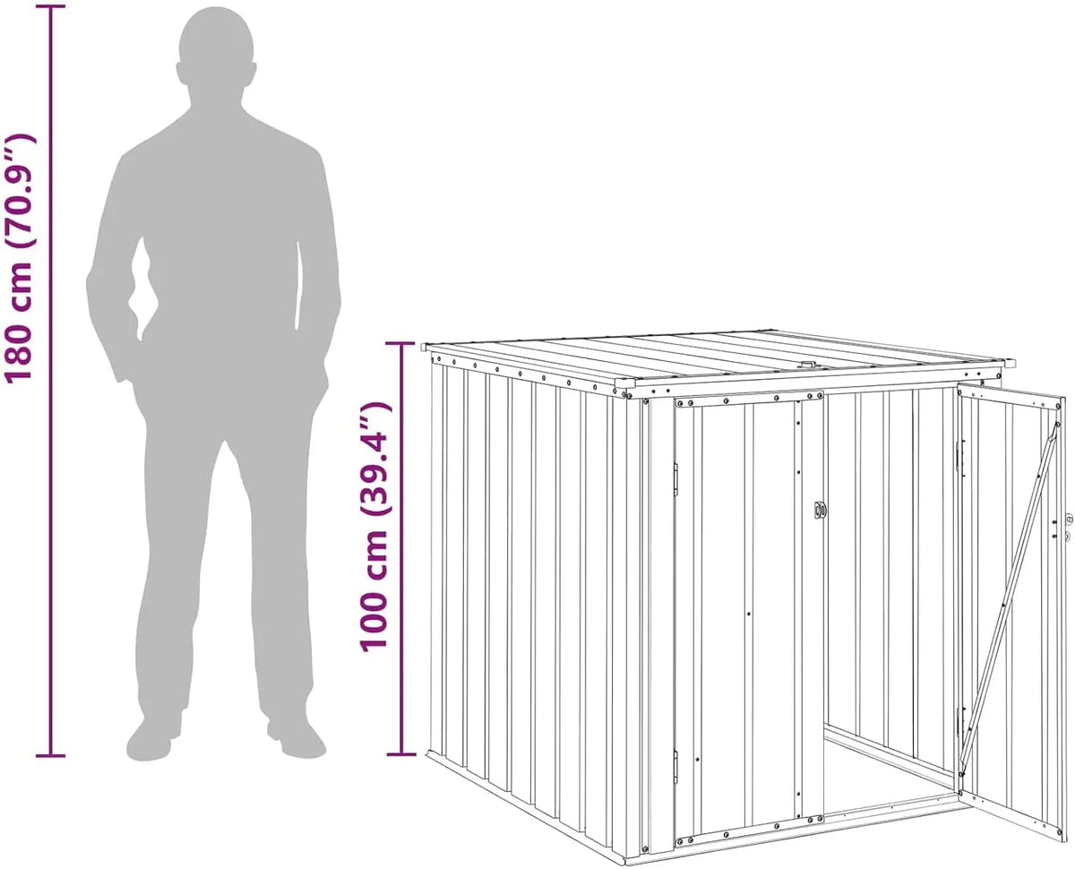 vidaXL Gartenlagerbox Schwarz 101.5 x 107 x 100 cm Stahl. Stylischer. rechteckiger Tisch für jeden Essbereich. pflegeleicht. Elegantes Design.