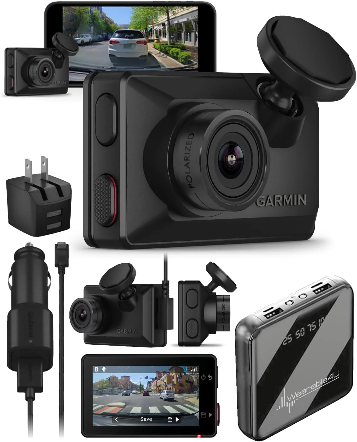 Ultra-small 1080p high-definition car recorder with a 140-degree viewing angle. built-in clarity polarizing filter. supports voice control. automatic recording function. Sold with a charging battery kit.