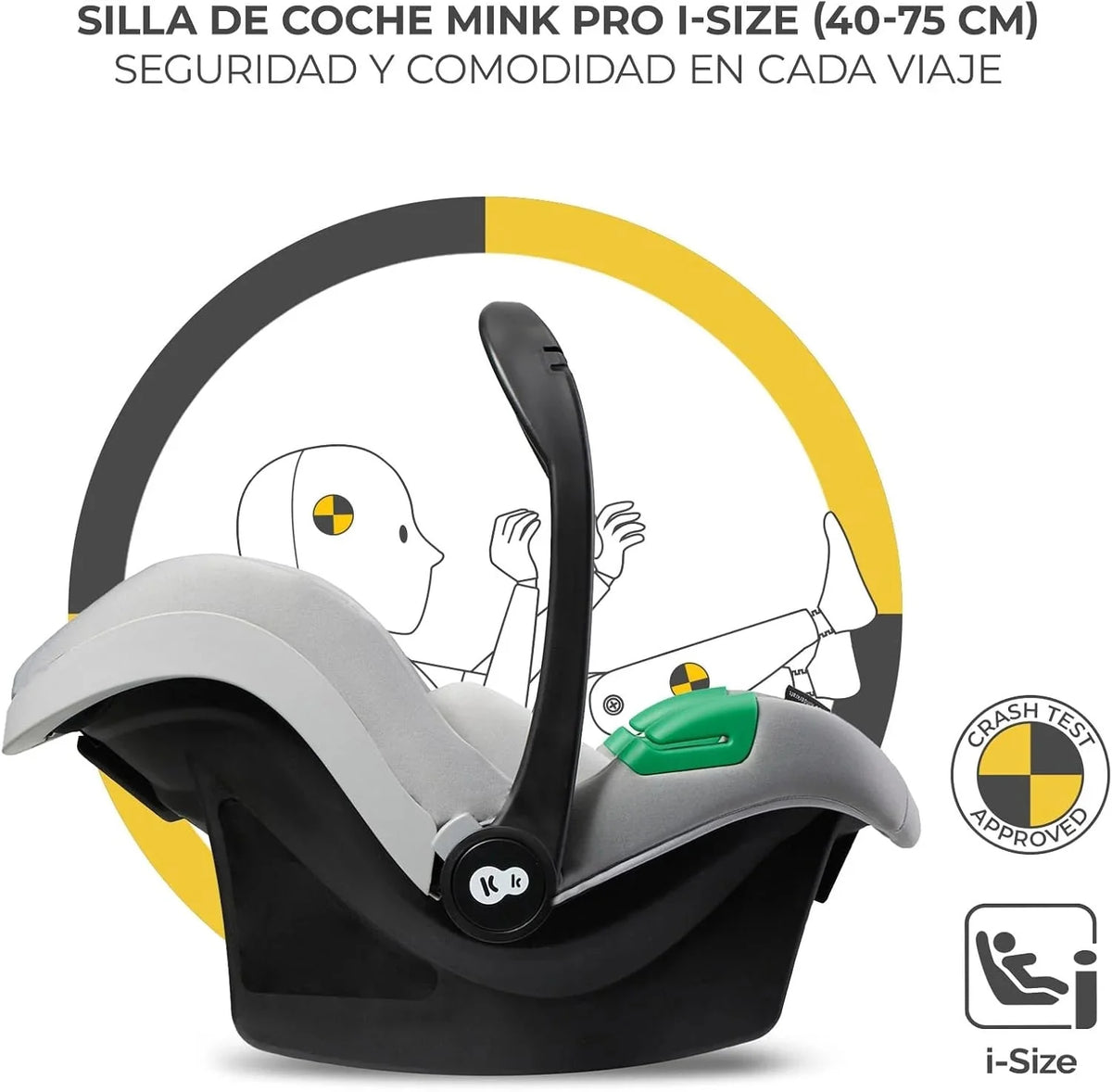 Kinderkraft MOOV XL 3 en 1. Carrito bebé hasta 27 kg. Carro. Con Asiento I-SIZE 40-75 cm. Plegable. Amortiguación. Convertible. Capazo XL. Con