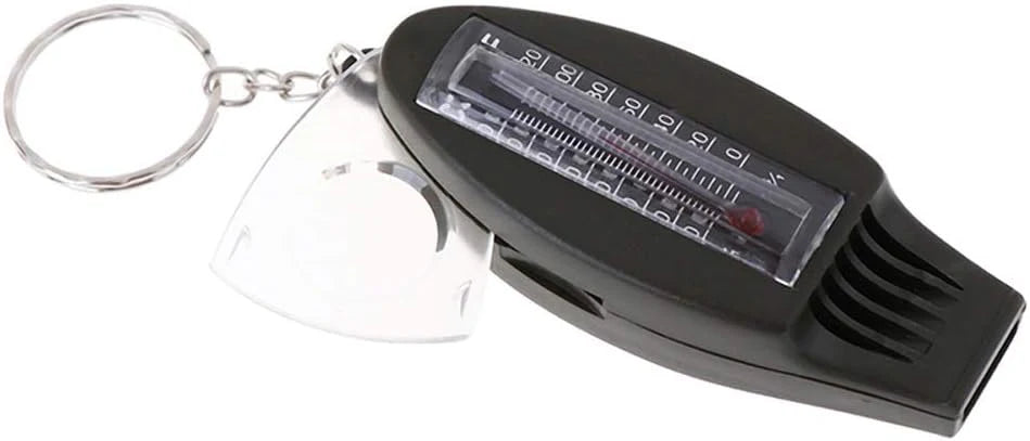 Multifunctional 4 In1 Compass Thermometer Whistle Magnifier for Traveling Camping Hiking Climbing Outdoor Sports