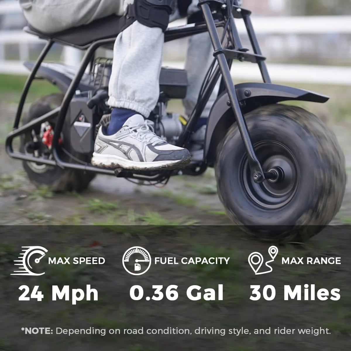 Mini Dirt Bike GMB100. 99 CC Gas Powered Mini Bike 4 Stroke 3HP. Off Road Mini Bikes for Kids and Adult. Trail Bike Up to 24 Mph. Weight Support Up to 185 LBS (Black)