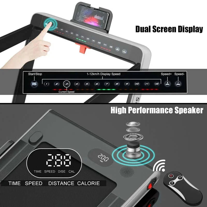 2-in-1 Folding Electric Treadmill. 2.25 HP. Under-Desk. with Dual Display and Smart App Control