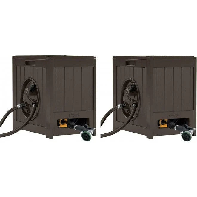 125-Foot Auto-Rewind Water-Powered Garden Hose Reel. Java. 2-Pack