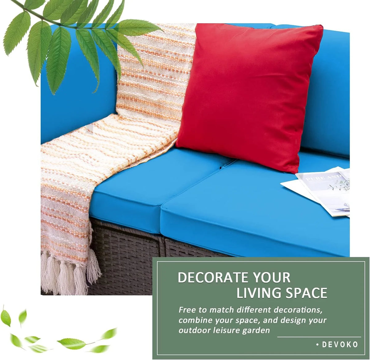 5-Piece All-Weather Patio Furniture Set with Cushions. Outdoor Wicker Conversation Sofa Set for Garden. Deck & Backyard