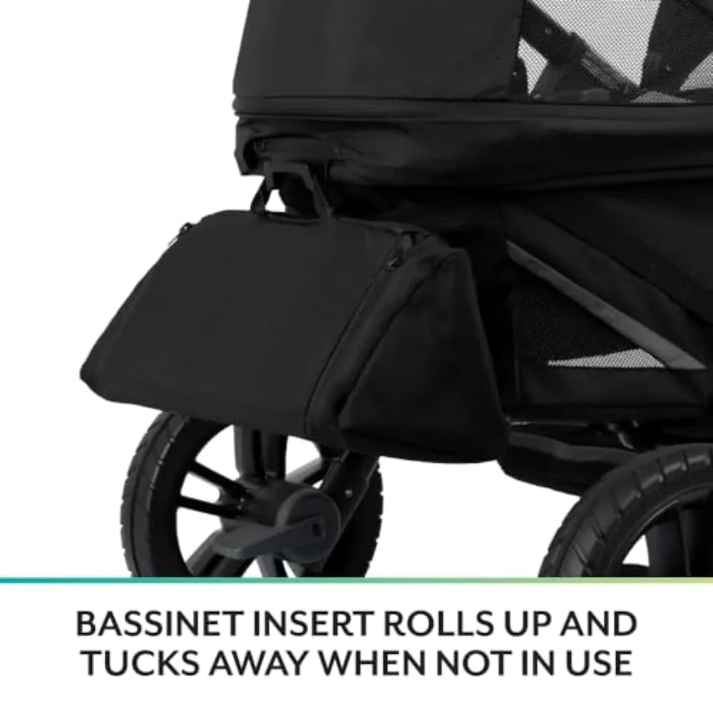2-in-1 All-Terrain Baby Stroller Wagon with Canopy and Storage - Gray