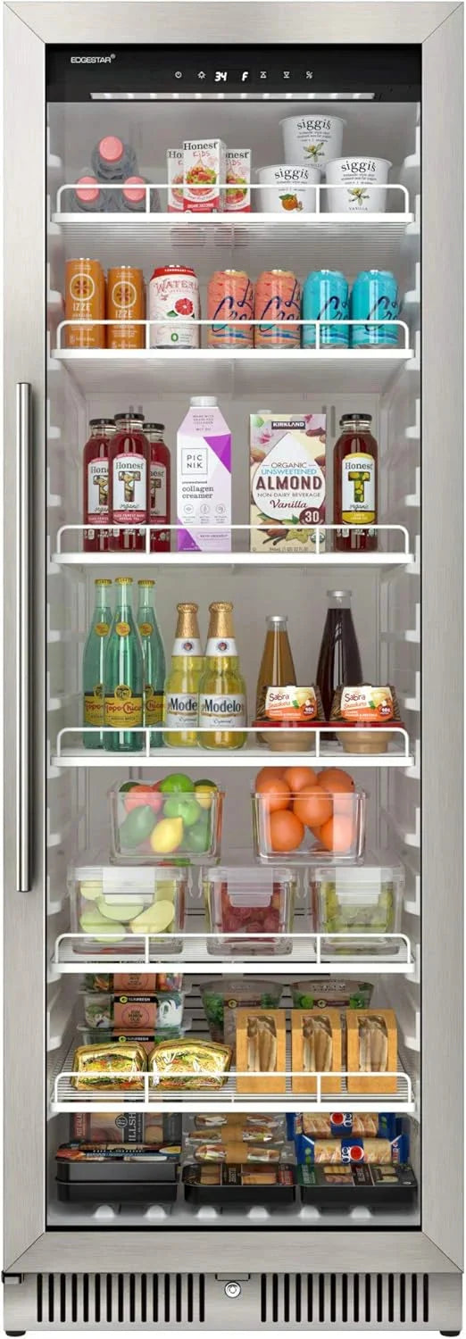 22 Wide 10.1 Cu. Ft. Commercial Beverage Merchandiser – Stainless Steel. Temp Alarm. Reversible Door