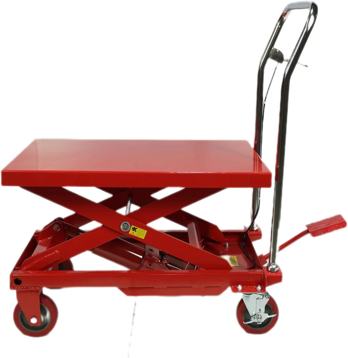 500LBS Hydraulic Lift Table Cart. 30 Lifting Height.. Double Scissor Lift Table with 4 Wheels and Non-Slip Pad. Hydraulic Scissor Lift Table for Material Handling and Transportation