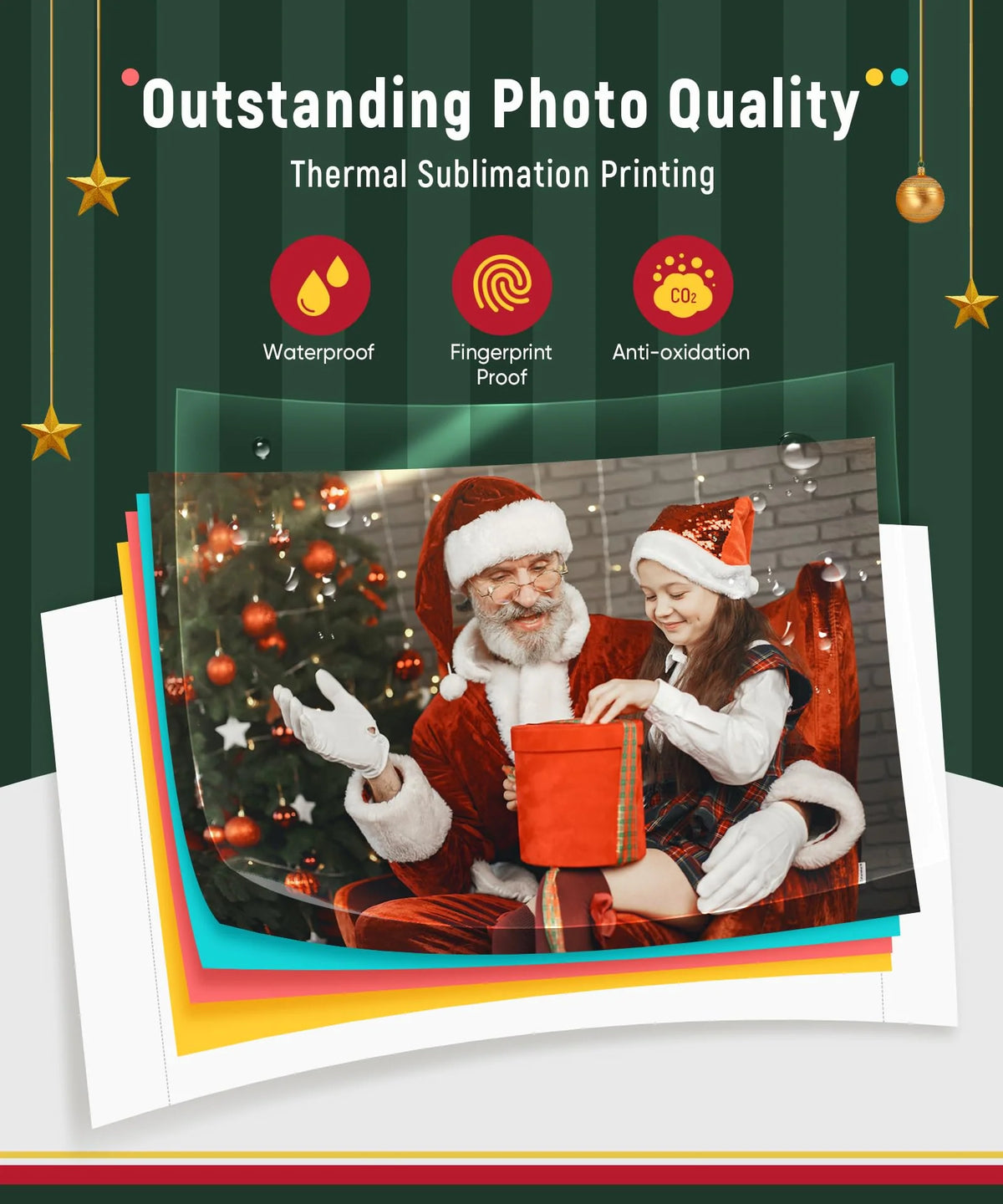 46-Photo Printer with Wi-Fi. 100 Sheets. Thermal Dye-Sublimation. Compatible with iPhone and Android