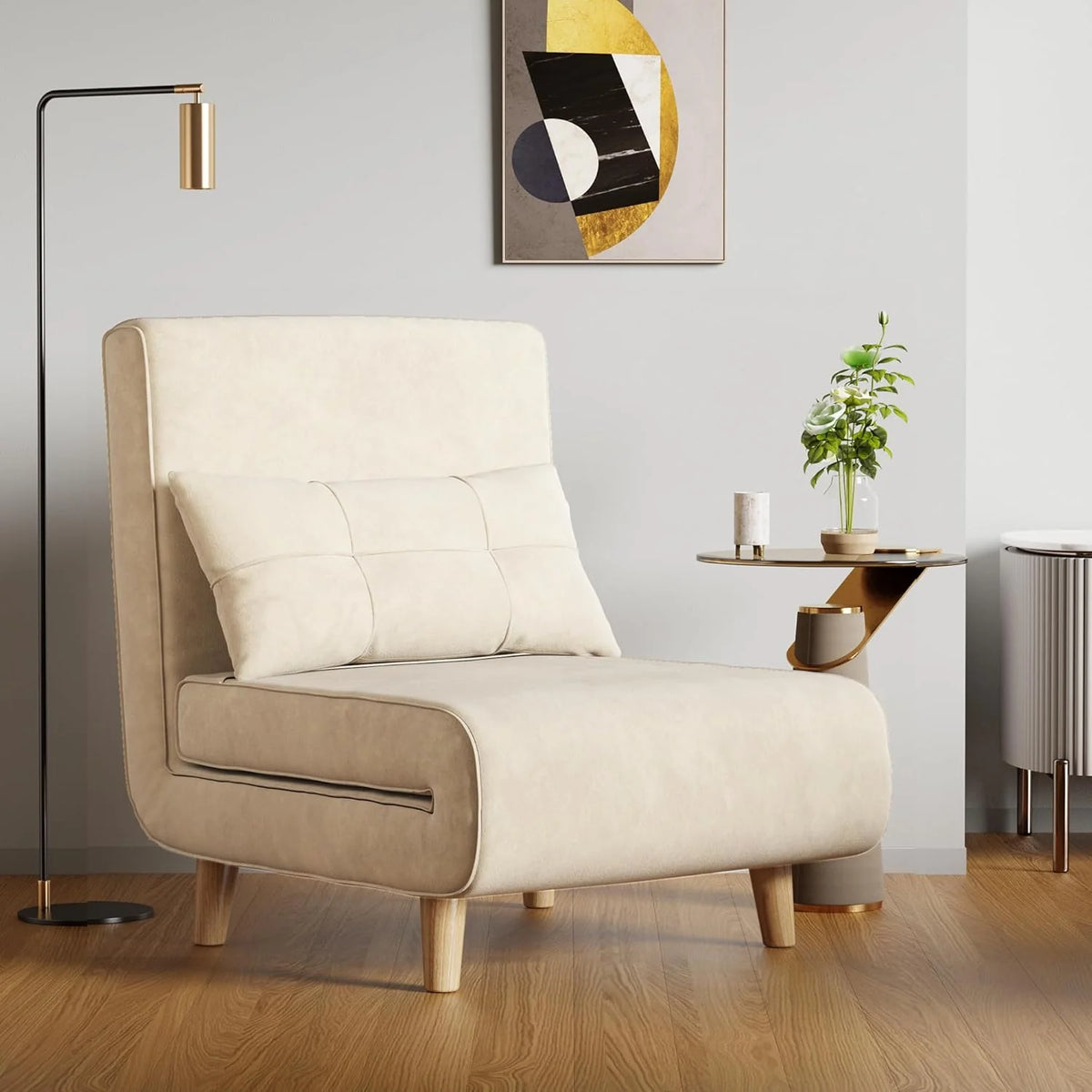 A three-in-one sleeping chair-bed. convertible chair-bed sofa. a lounge chair with adjustable backrest. suitable for apartments/bedrooms/offices. dark gray.