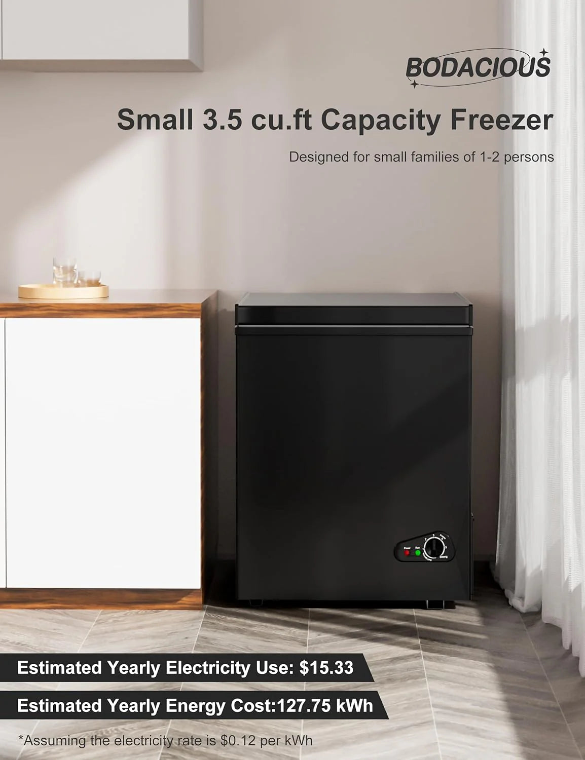 7.0 Cu Ft Chest Freezer - Energy Efficient & Quiet Mini Freezer with Adjustable Thermostat - Compact Deep Freezer for Home. Apartment. and Garage - Removable Basket & Defrost Drain