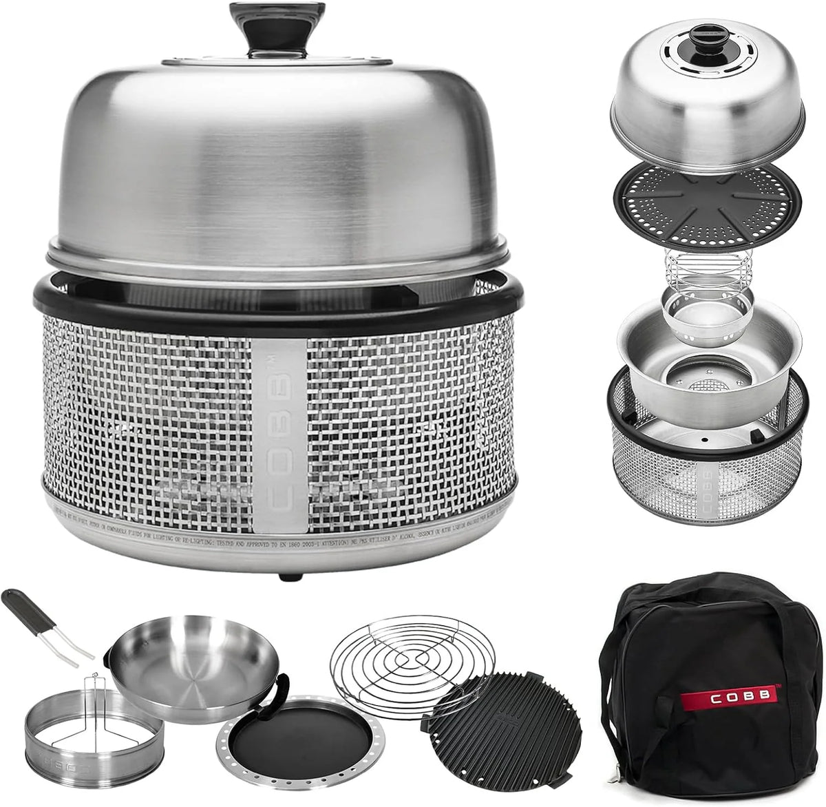 Stainless steel non-smoking portable tabletop charcoal grill with a frying pan. an outdoor barbecue grill with 10 functions. suitable for camping. boats and RVs. is the perfect combination for an outdoor kitchen (fully equipped)