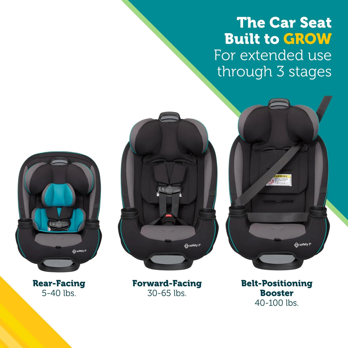 3-in-1 Slim Convertible Car Seat. All-in-One Infant Toddler Booster Seat. Rear & Forward Facing Child Safety Seat