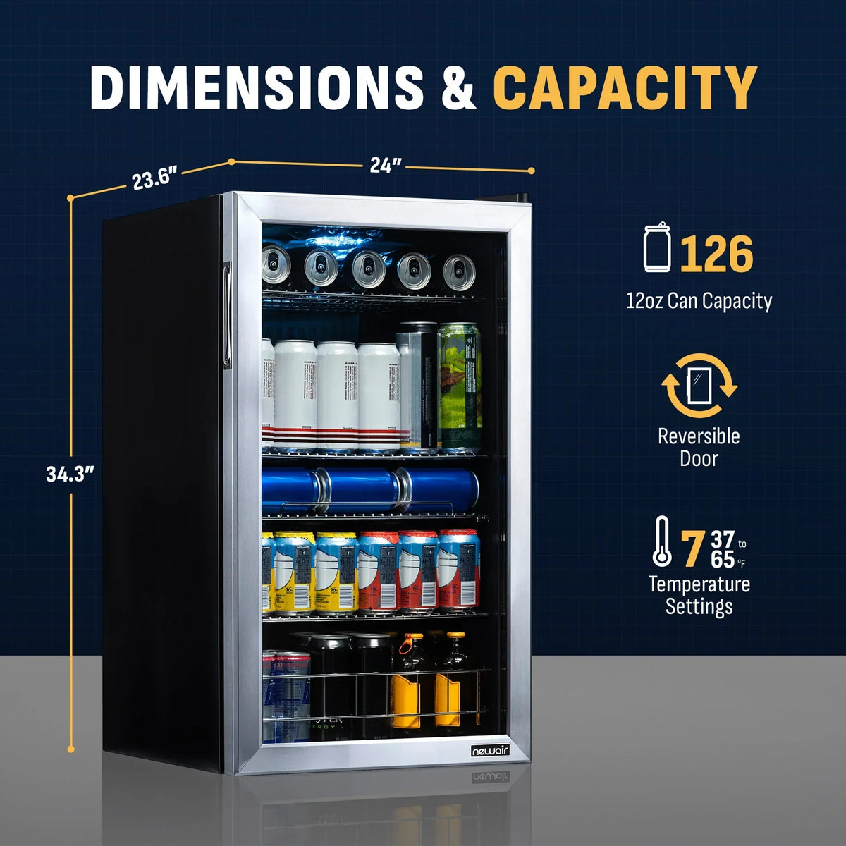 2026 Newair Refrigerador de Bebidas Independiente de Acero Inoxidable – 126 Latas – 18.9