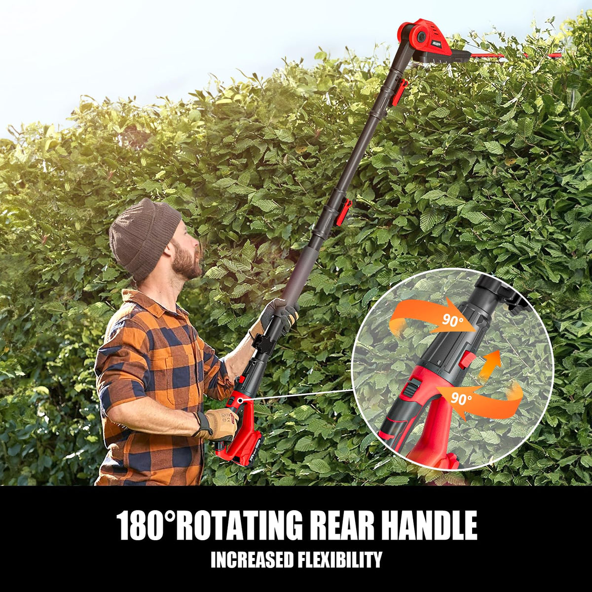 20V MAX Cordless Pole Hedge Trimmer. 2 x 2.0Ah Batteries and Charger Included