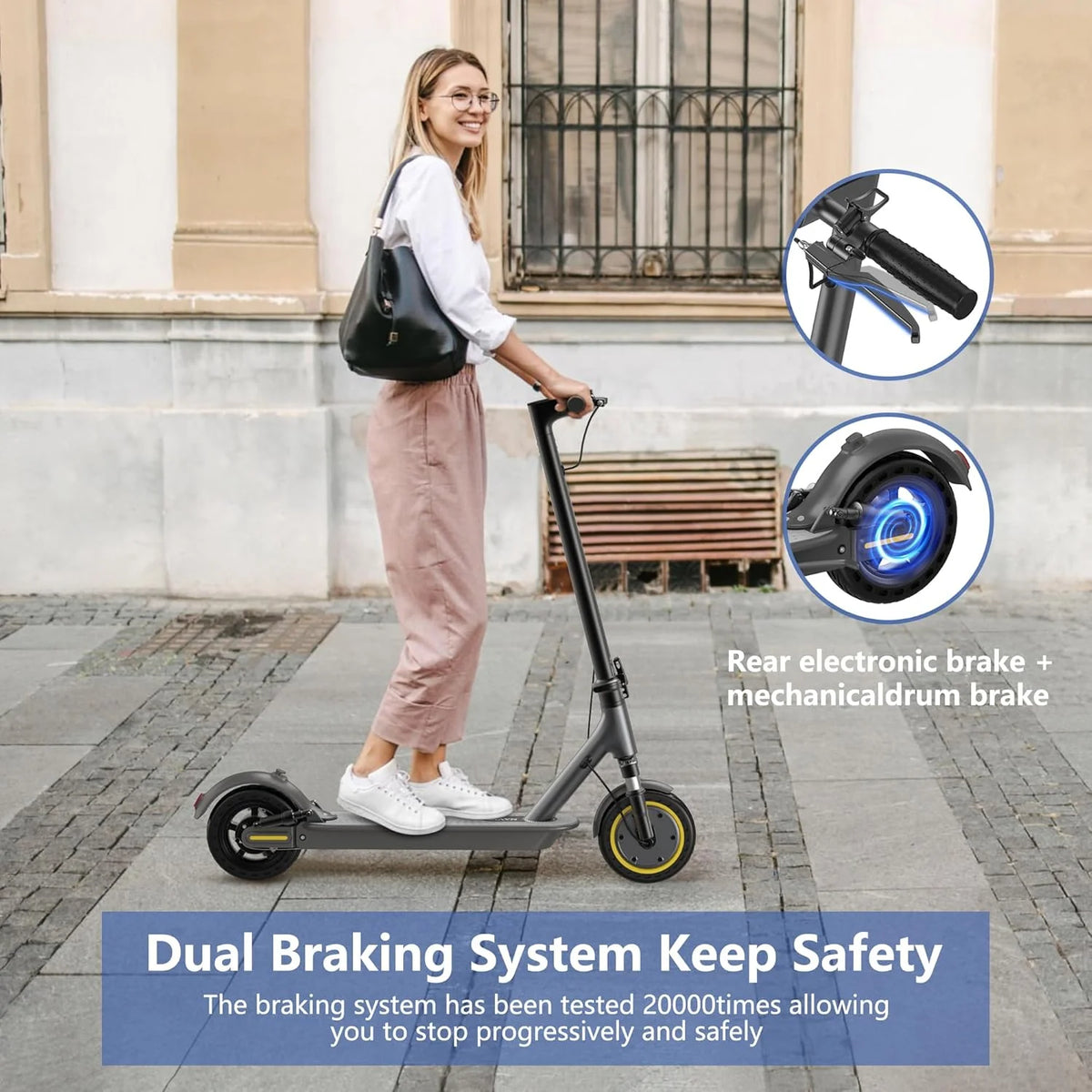 Electric Scooter Adults.Max 19/27/49 Miles Ranges.Top Speed 19/22 mph.350/750W Peak Motor. Folding E-Scooter with Dual Braking Dual Suspension