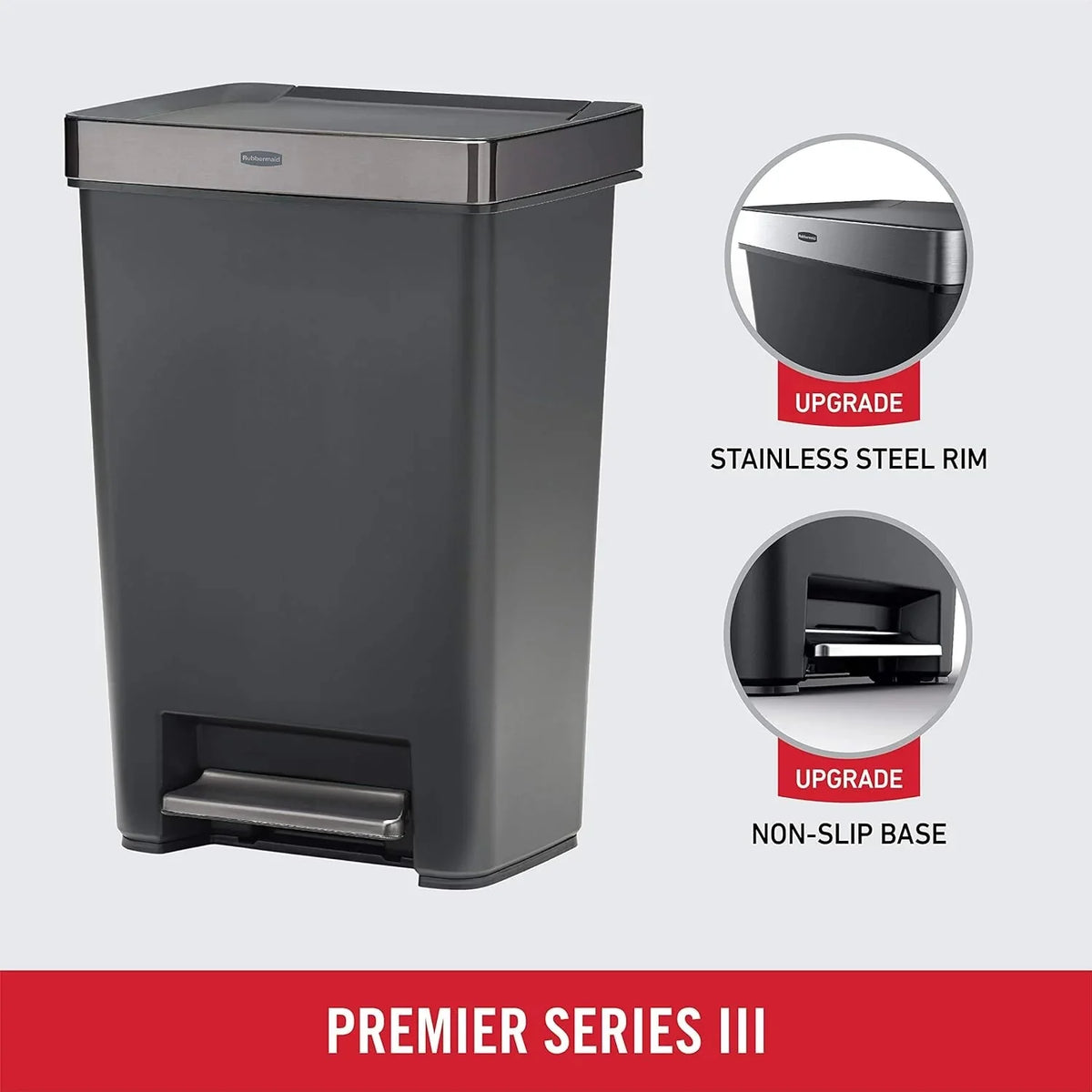13 Gallon Step-On Trash Can for Home and Kitchen. Hands-Free Garbage Bin