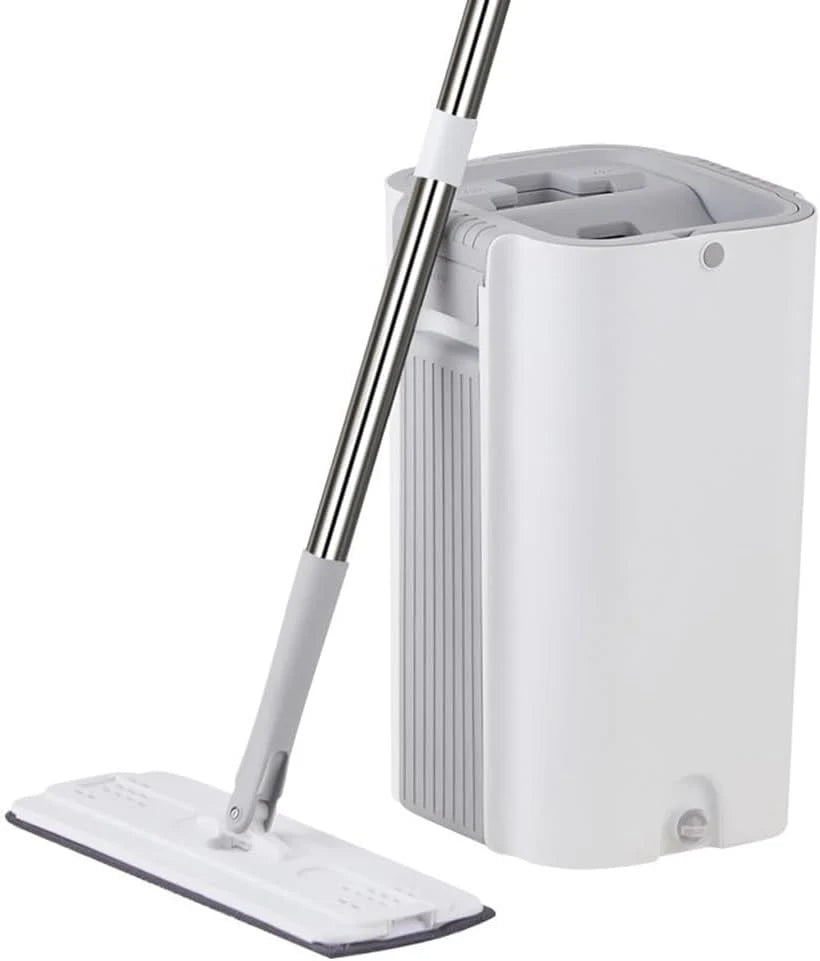 A handless flat mop set. suitable for household cleaning. with a mop bucket that can be used for both dry and wet cleaning.