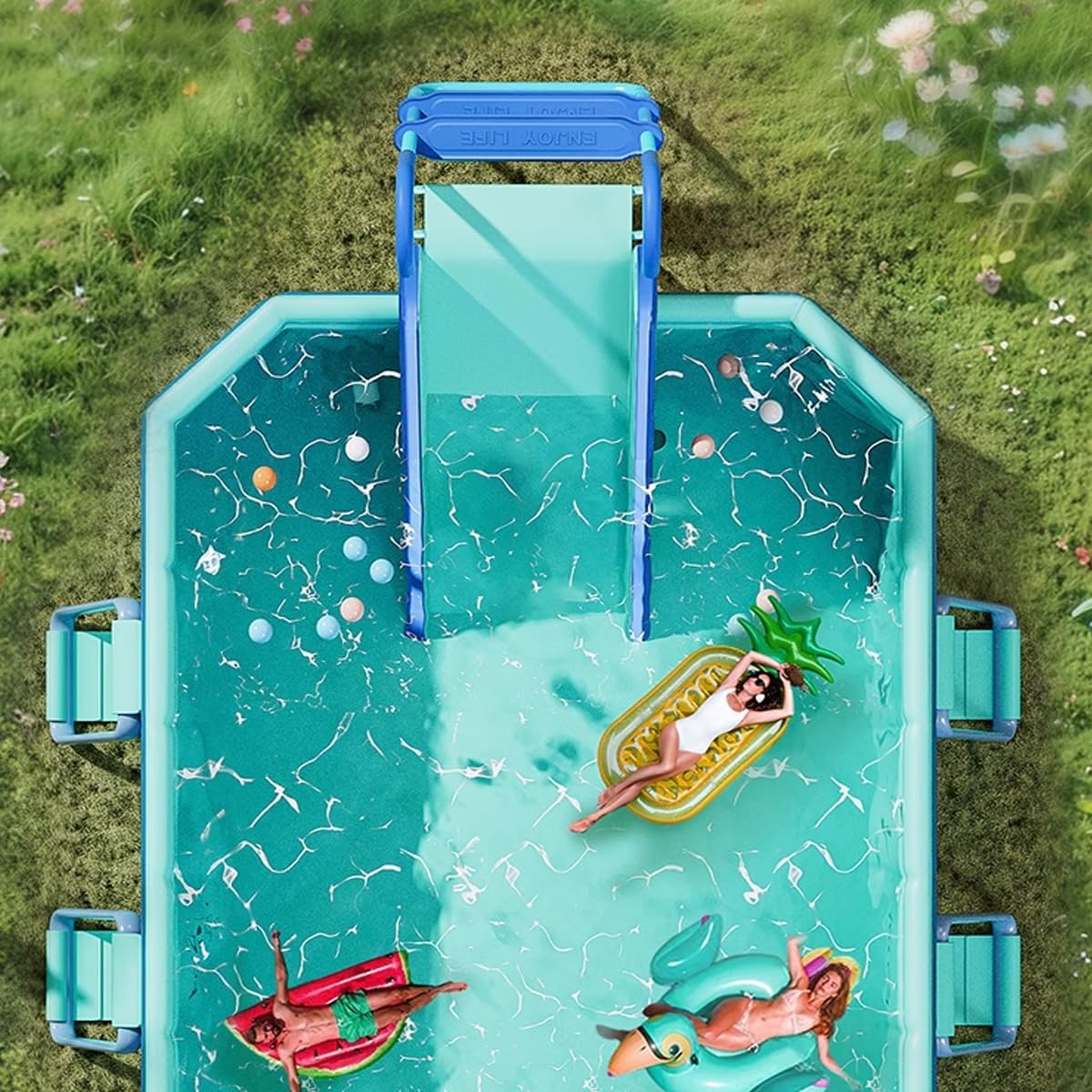 Pool Slide Inflatable Swimming Water Slide. Summer Swimming Pool Supplies Universal Trampoline Ladder Backyard Slide Home Playground Equipment