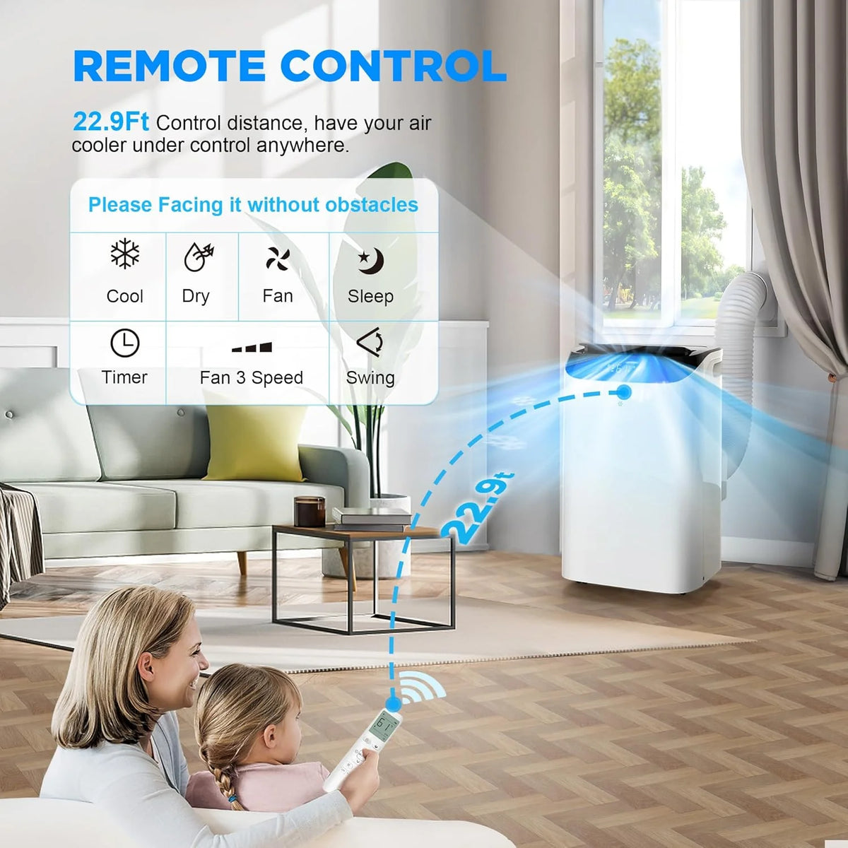 Inverter 16000BTU Portable Air Conditioners with Remote. Free Stand Cooling Portable AC Unit for Room up to 800 sq.ft. with Dehumidifier & Fan. Dual Hose. Quiet Sleep Mode(45dB). Windows Kit