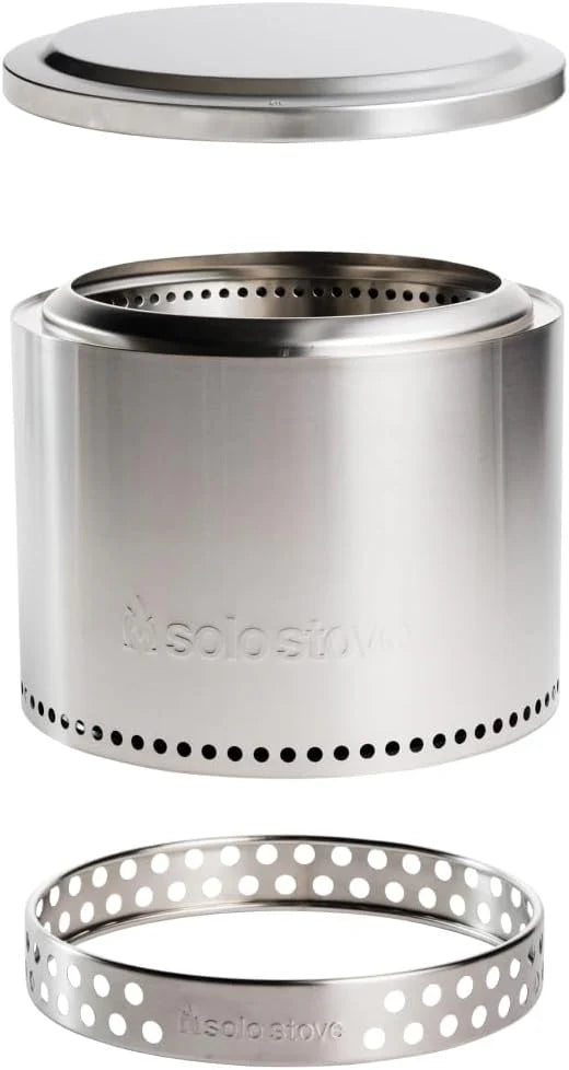The Stove Fire Pit 2.0 with a bracket. 19.5-inch non-flaming pit. detachable ash tray - Portable outdoor fire pit - Stainless steel wood-burning fireplace. suitable for 4 - 6 people. weighs 21.75 pounds. ashes