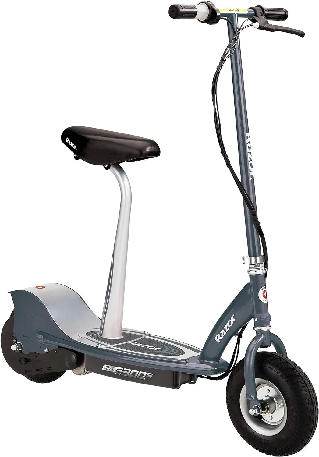 An electric scooter suitable for children over 13 years old - 9-inch inflatable tires. detachable seat. maximum speed of 15 miles per hour. maximum riding time of up to 40 minutes. suitable for users weighing no more than 220 pounds.
