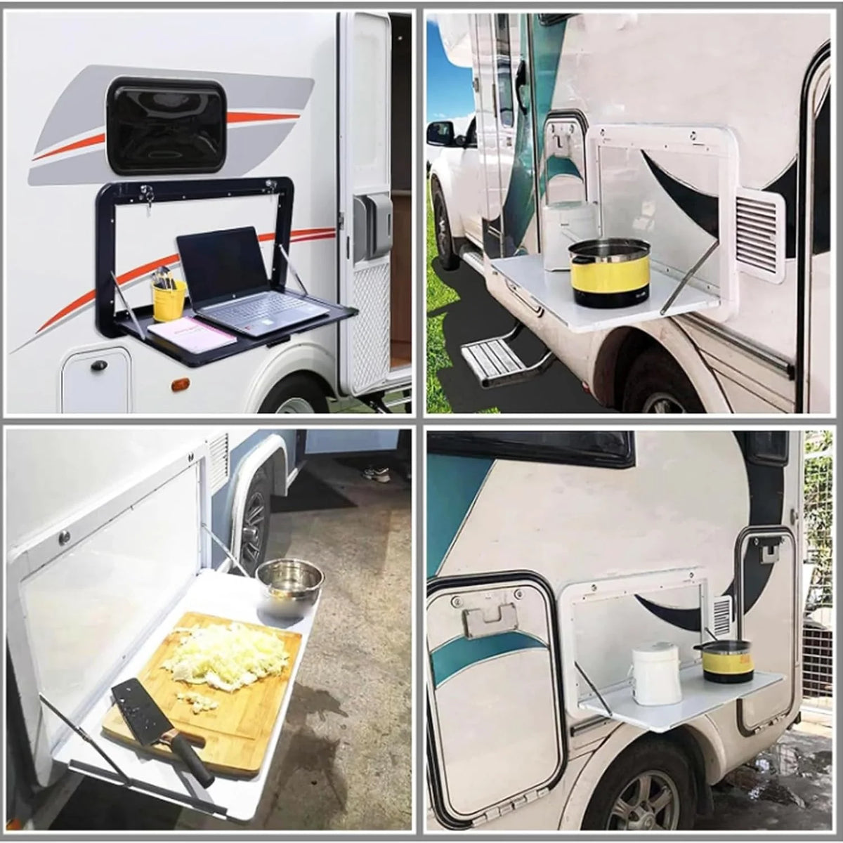 Folding Aluminum Picnic Table for RV Caravan. Double Lock Design. Lightweight Outdoor Table for Campervan & Motorhome. Perfect for Camping & Picnics (Black. No Light)