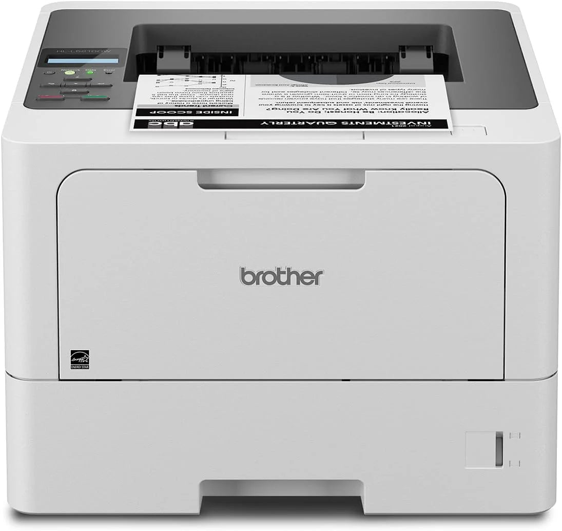 Business single-color laser printer. equipped with dual paper trays. wireless network and gigabit Ethernet connection. double-sided printing. large-capacity paper storage and mobile printing function. white model