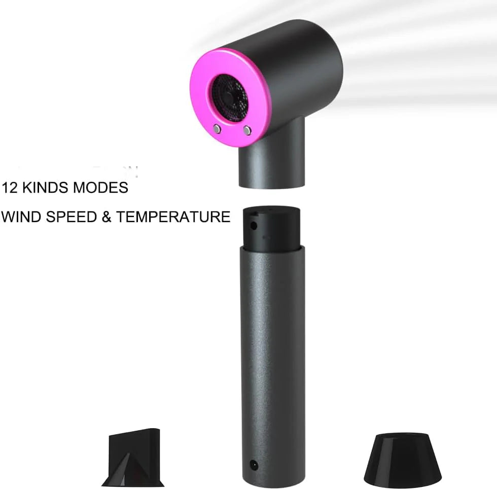 Anion Hair Dryer. Hot Air and Cold Air Available Negative Ion Cordless Hair Blower USB Output As Power Bank for Digital Charging Smart Battery Indicator Travel Hair Blower