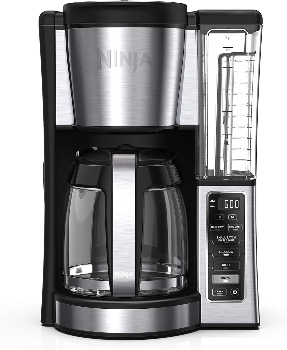 Programmable coffee machine. featuring two brewing modes. adjustable pre-heating plate and delayed brewing function
