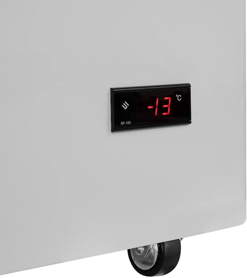 GastroHero Eiscreme Gefriertruhe 284 Liter Tiefkühltruhe LED Beleuchtung Schiebeglasdeckel Rollen Gefrierschrank Gewerbe Eis Truhe Verkauf –18 °C